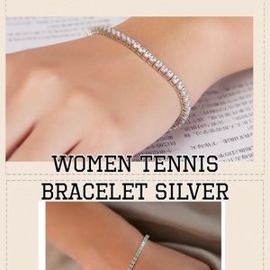 Women Tennis Bracelet| Silver White plated